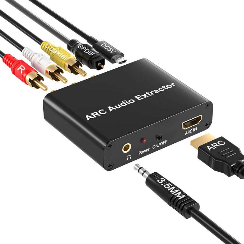 AMANKA HDMI ARC Adapter, ARC Audio Extractor with Digital Optical TOSLINK SPDIF Coaxial and Analog 3.5mm RCA Stereo HDMI ARC to RCA Audio Converter - Image 1